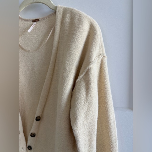 Free People Cream Button-Up Women's Sweater - Picture 3 of 6